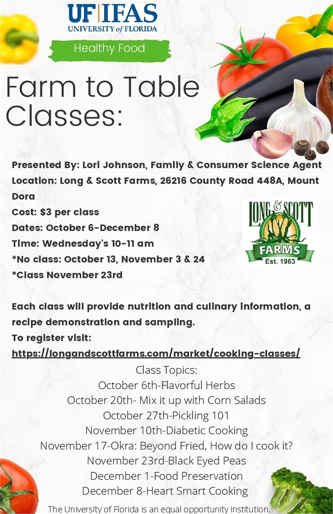 Farm to Table Classes: Okra, Beyond Fried at Long & Scott Farms | Lake  County, FL Calendar of Events