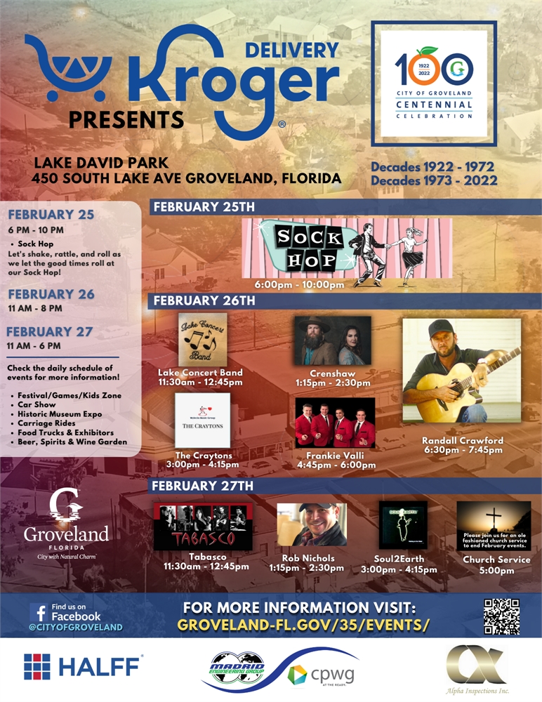 Groveland Centennial Celebration at Lake David Park | Lake County, FL  Calendar of Events
